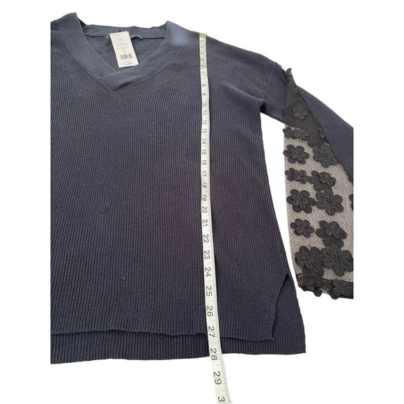 French Connection Caballo Lace Sweater NWT Blue-Black Size M V-Neck Long Sleeve - Picture 12 of 12